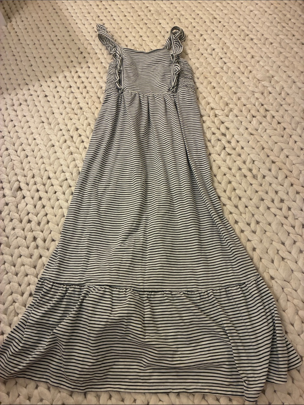 Cat & Jack Black and White Striped Ruffle Strap Maxi Dress